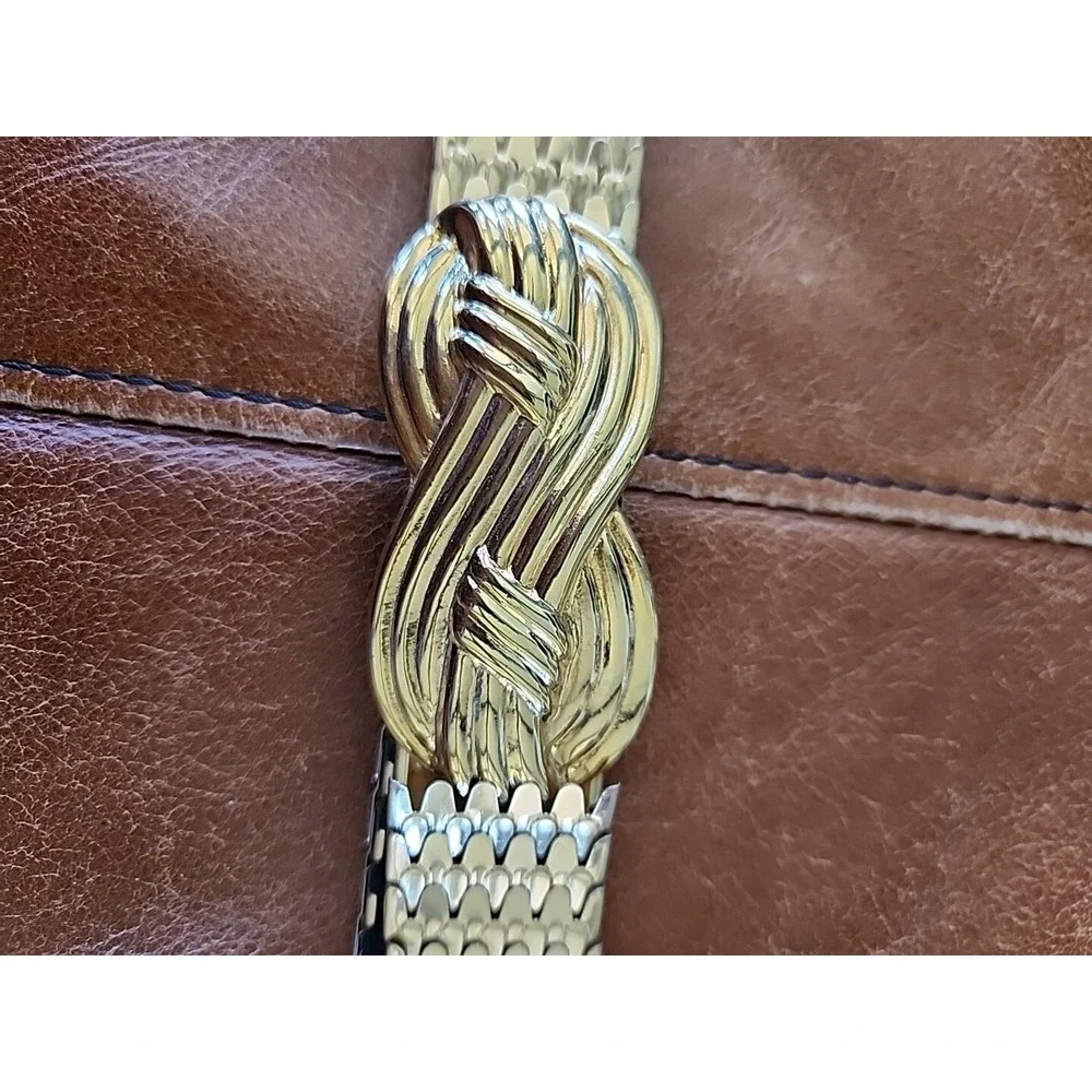 Vintage‎ 90's Goldtone Fish Scale figure 8 Buckle Belt sz 30-36
